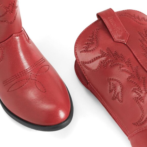 Kids Dark Red     Toddler Little Cowboy Western Square Toe Riding Calf Boots - Picture 5 of 6